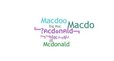 ชื่อเล่น - Macdonald